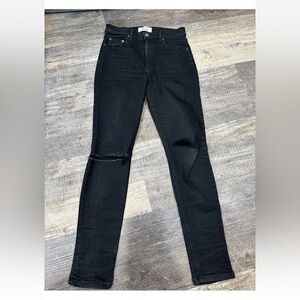 Reformation Jeans Size 27 High & Skinny Faded Black Destroyed Denim Distressed